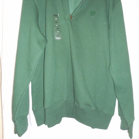NWT Izod Green zip front Size L Pullover Shirt - Picture 2 of 7